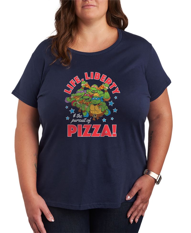 Plus Size Teenage Mutant Ninja Turtles Life Liberty Pursuit of Pizza Short-Sleeve Graphic T-Shirt