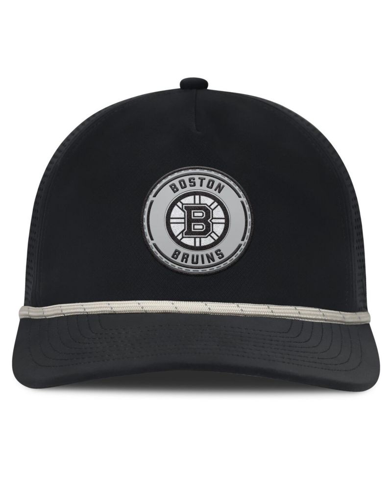 Men's Black Boston Bruins Front Office Performance A-Frame Adjustable Hat