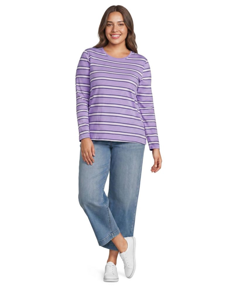 Plus Size Supima Cotton Long Sleeve Crewneck T-Shirt