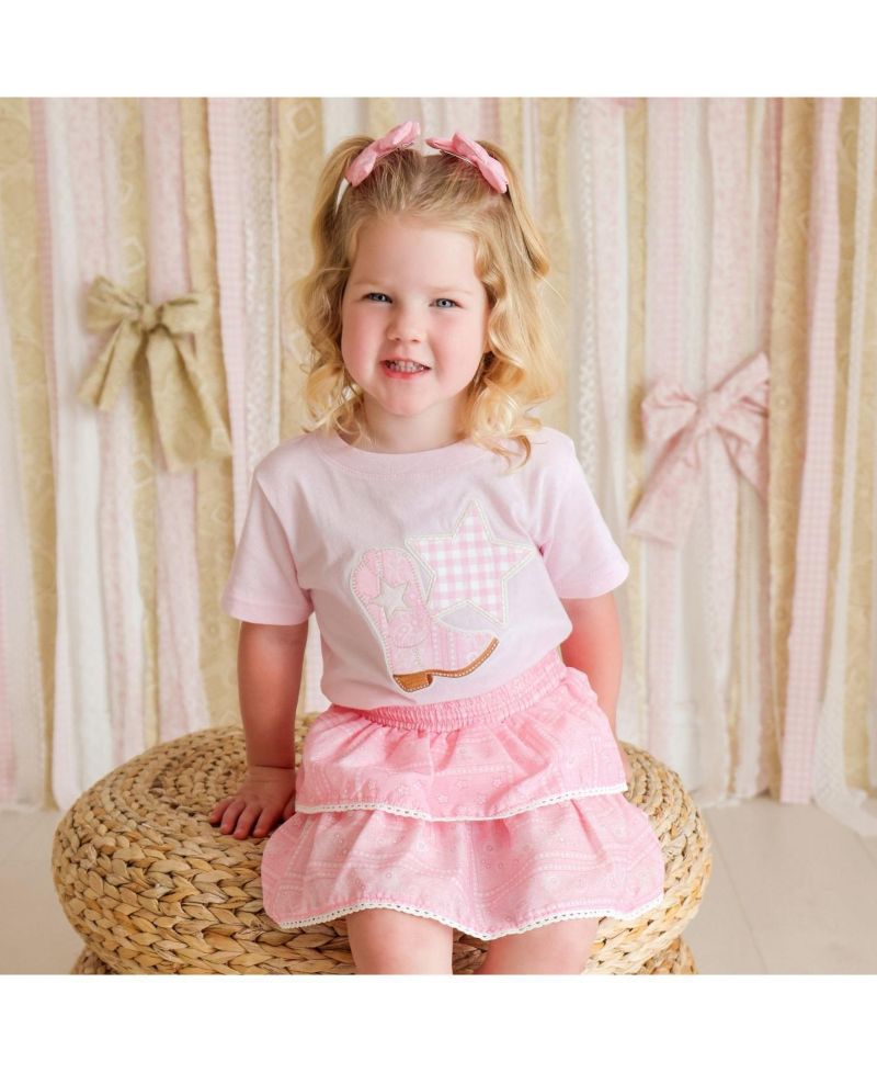 Baby Girls 12M-24M Bandana Cowgirl Patch Western Short Sleeve T-Shirt