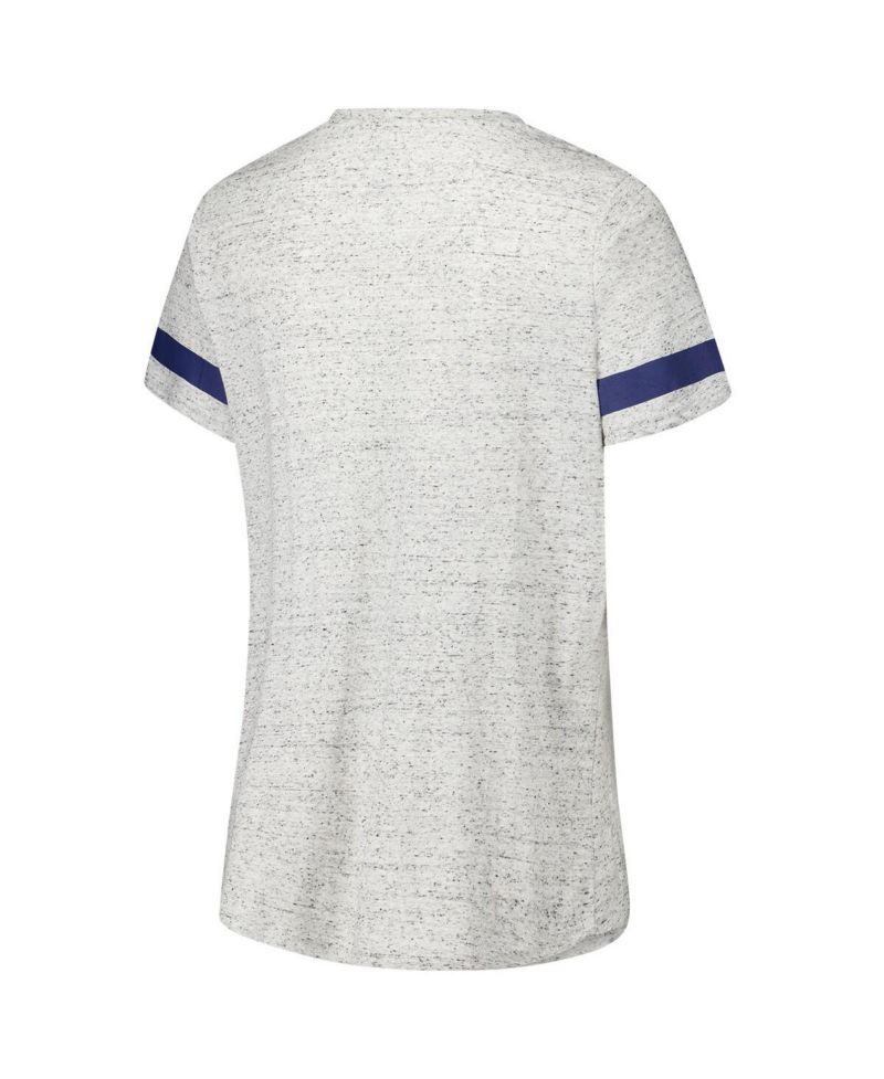 Women's Heather Gray North Carolina Tar Heels Plus Size Lace-Up V-Neck T-Shirt