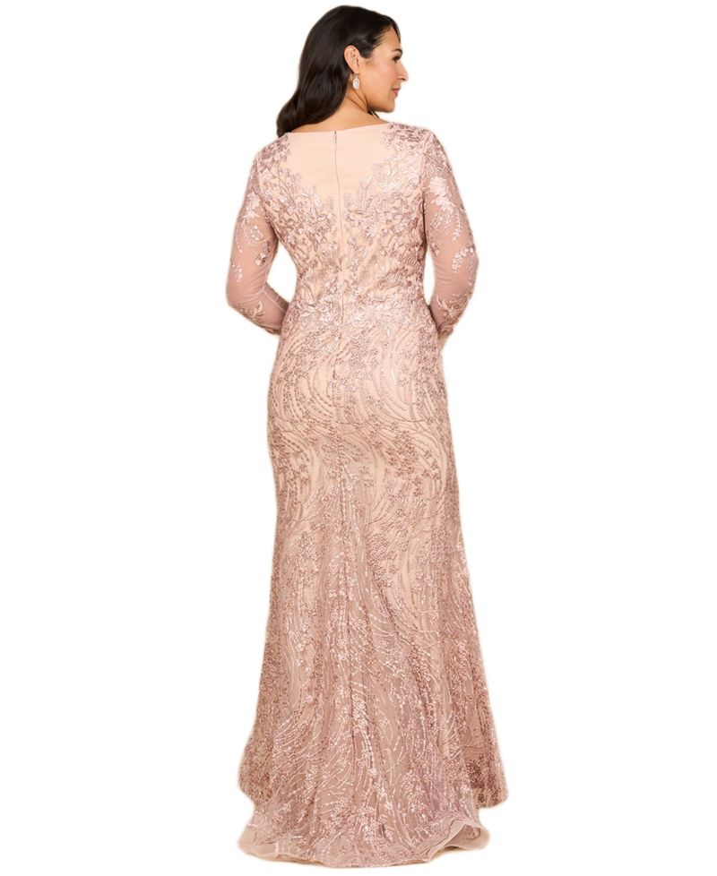 Women's Long Sleeve Gown with Overskirt