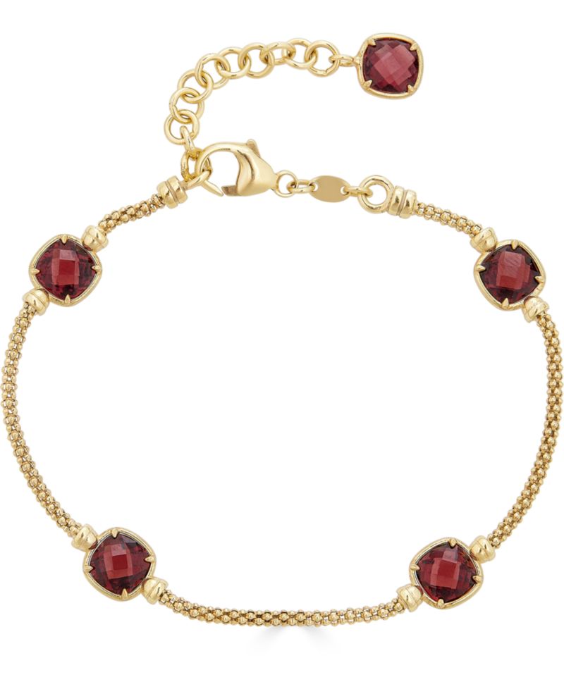 Lapis Lazuli Station Link Chain Bracelet in 14k Gold-Plated Sterling Silver (Also in Turquoise, Citrine, Amethyst, Garnet & Onyx)