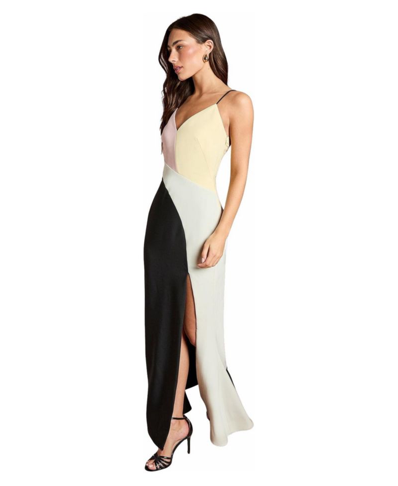 Women's Colorblock Maxi V-Neck Dress
