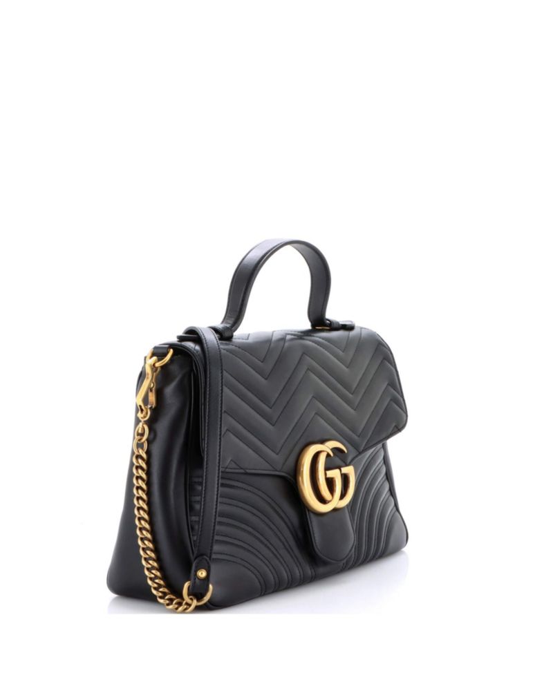 Medium GG Marmont Top Handle Flap Bag Matelasse Leather