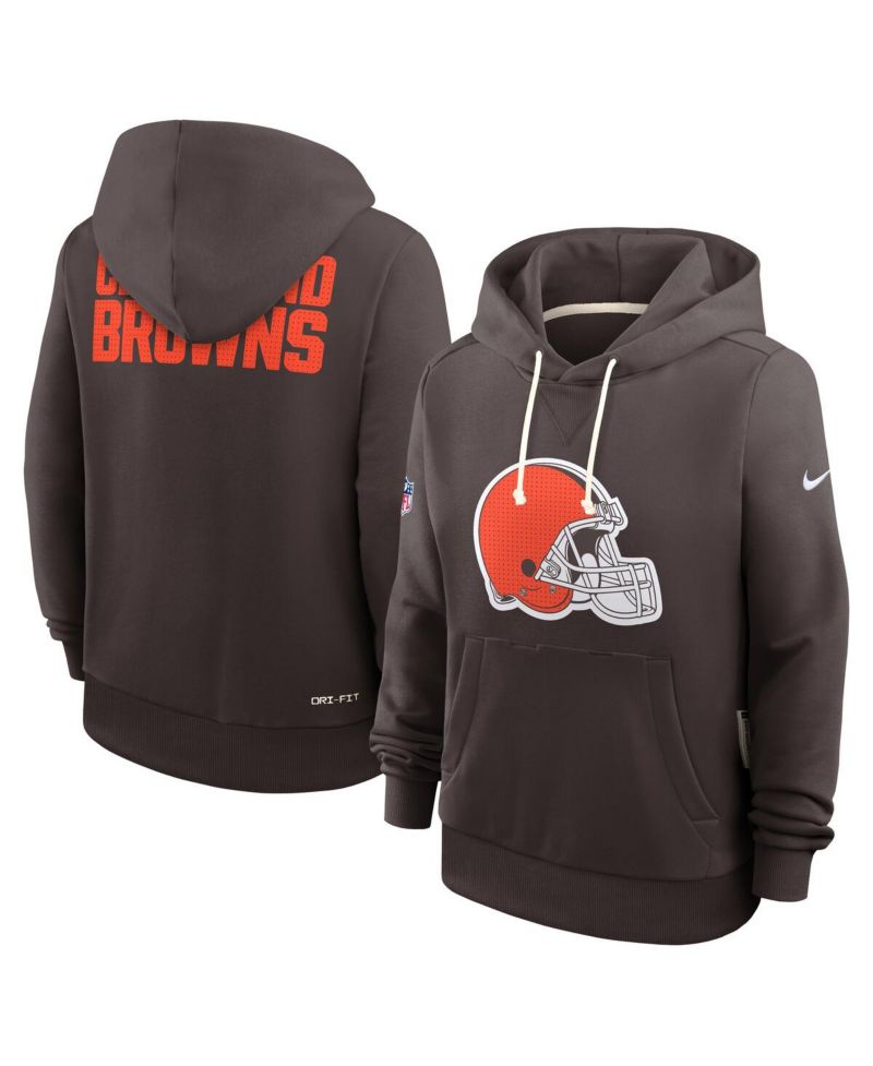 Women's Brown Cleveland Browns Sideline Standard Issue Initial Home Dri-FIT Hoodie