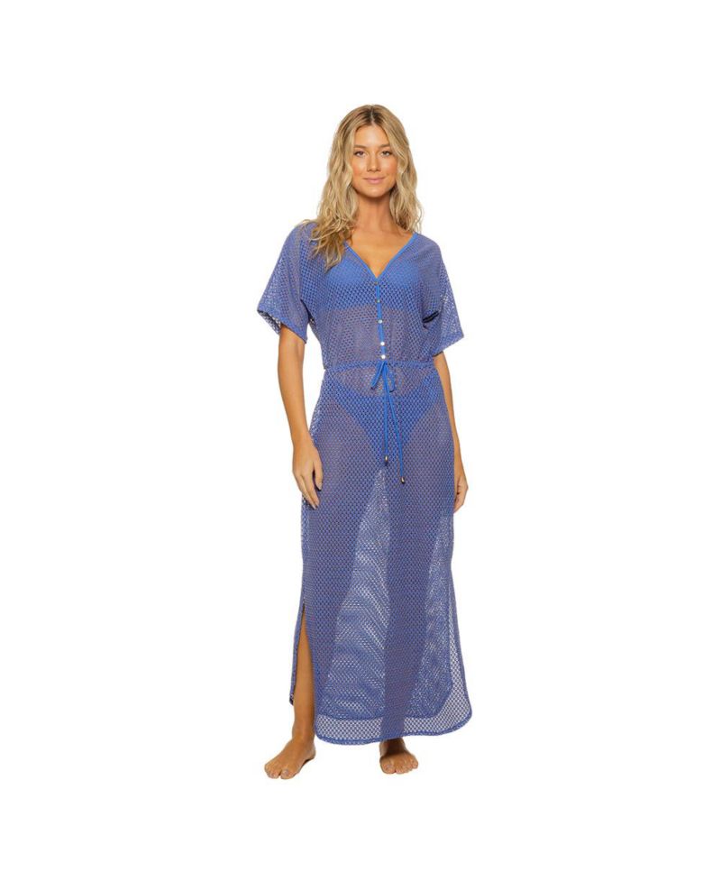 Women's Lattice V Neck Long Dress Cover-up
