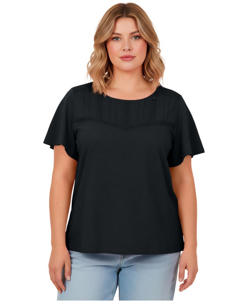 Women's Knit Lace Yoke Tee