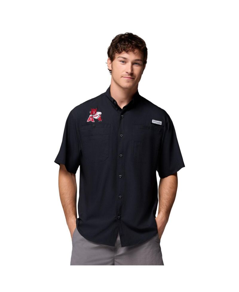 Men's Black Arkansas Razorbacks Tamiami Omni-Shade Button-Down Shirt