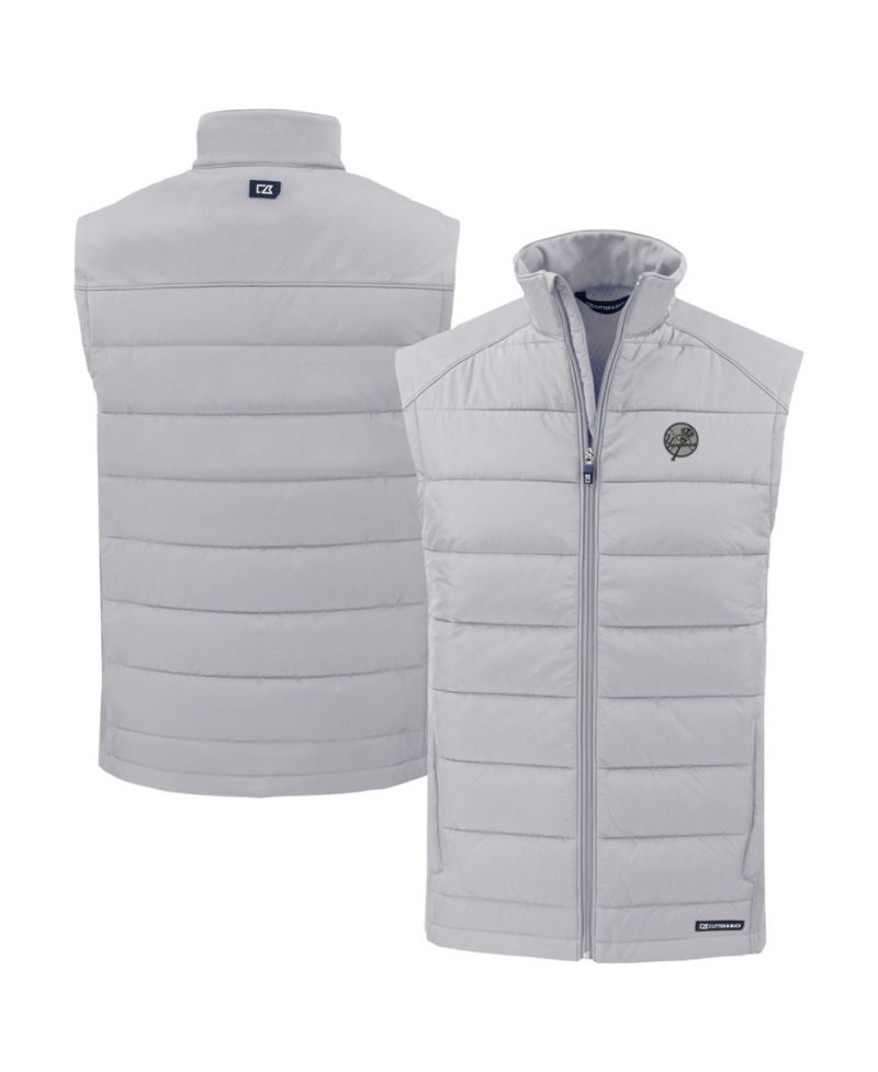 Men's Gray New York Yankees Evoke Hybrid Eco Softshell Full-Zip Vest