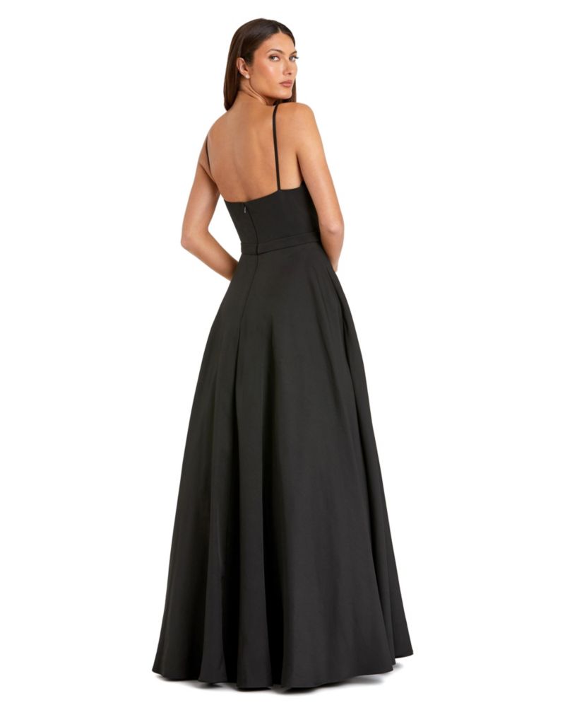 Petite V-Neck Ball Gown with Belted A-Line Skirt