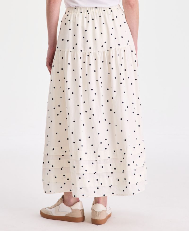 Women's Dot-Print Tiered Midi Skirt