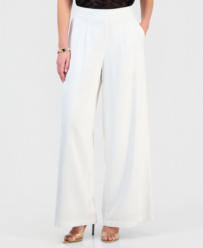 Petite Pleated Pull-On Wide-Leg Pants