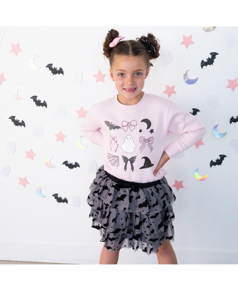 Girls' 4-16 Spooky Coquette Halloween Crewneck Long-Sleeve Cotton-Blend Sweatshirt