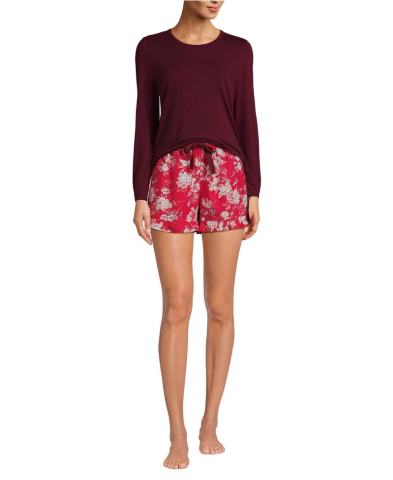 Women's Lightweight Cotton Modal Drapey Flannel 2 Piece Pajama Set - Top and Shorts