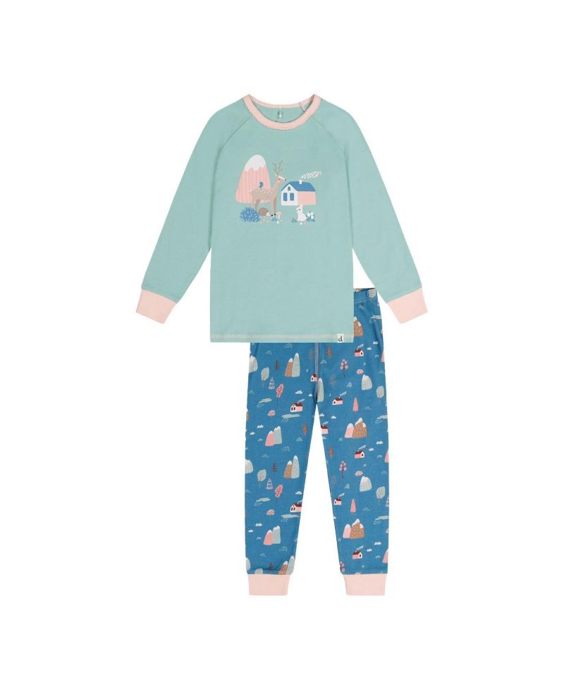 Little and Big Girl 6-12 Cotton Two Piece Pajama Set House Print
