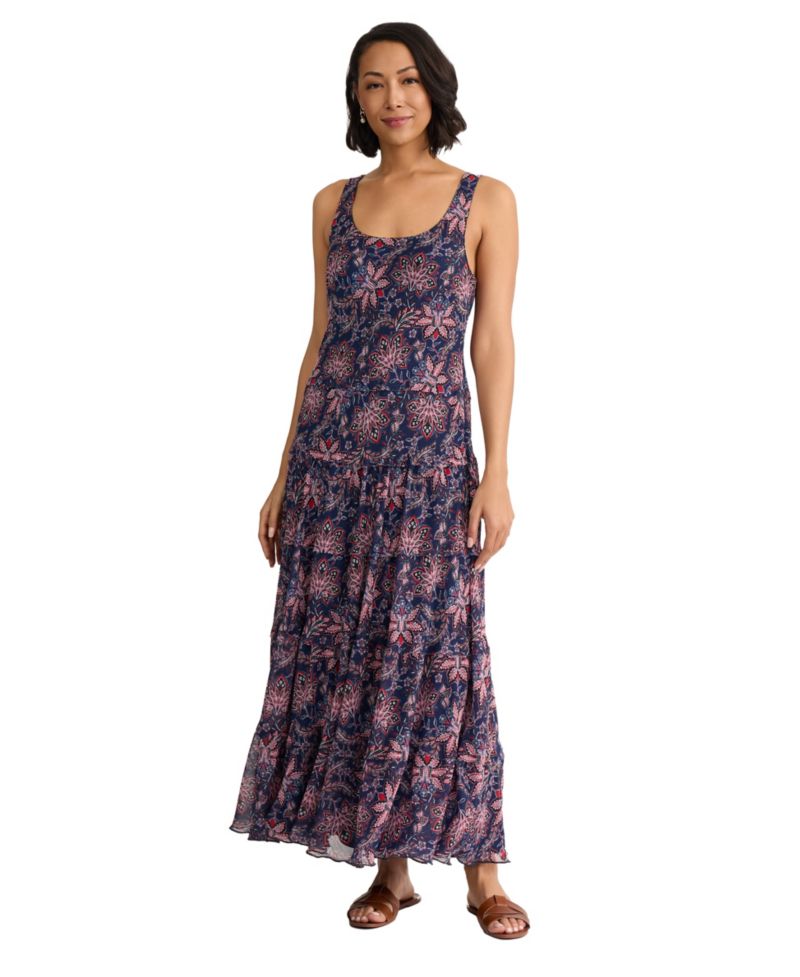 Petite Sleeveless Printed Tiered Maxi Dress