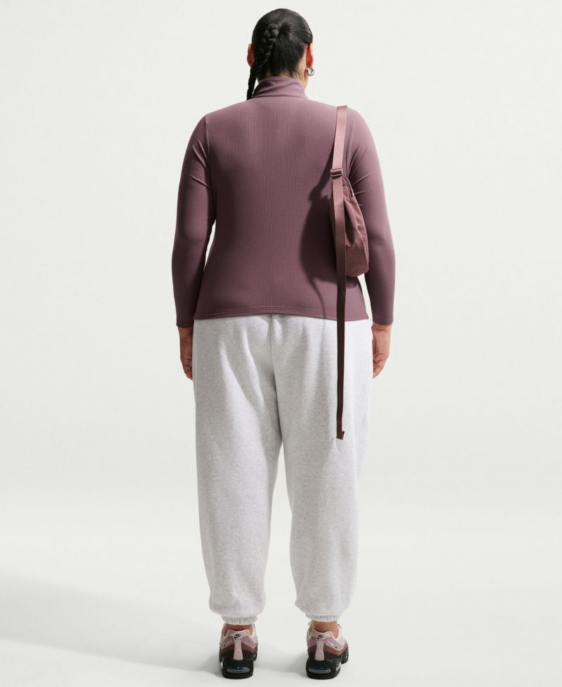 Plus Sportswear Ribbed Quarter-Zip Long-Sleeve Top