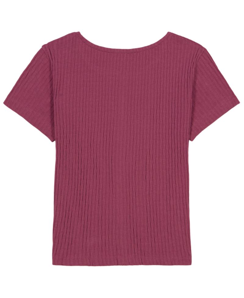 Girls' 7-16 Pointelle Rib Short-Sleeve Top