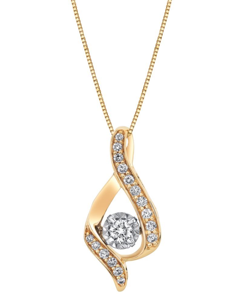 Diamond Ribbon Pendant Necklace (3/8 ct. t.w.) in 14k White or Yellow Gold