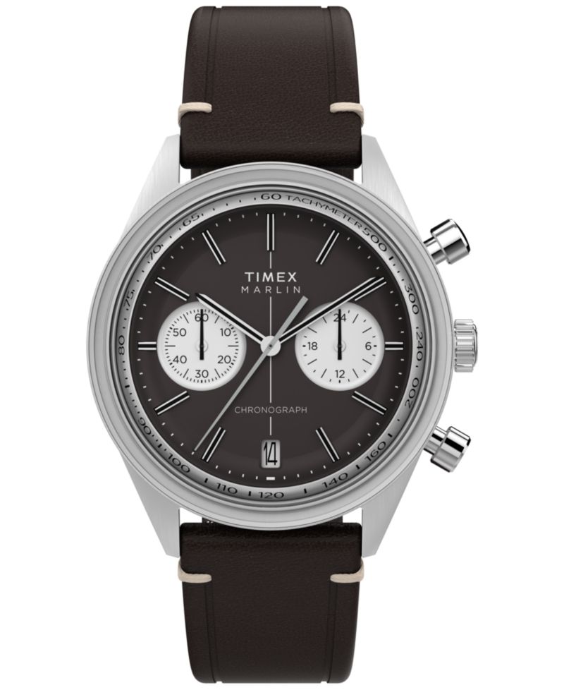 Men's Chronograph Brown Leather Watch, 40mm