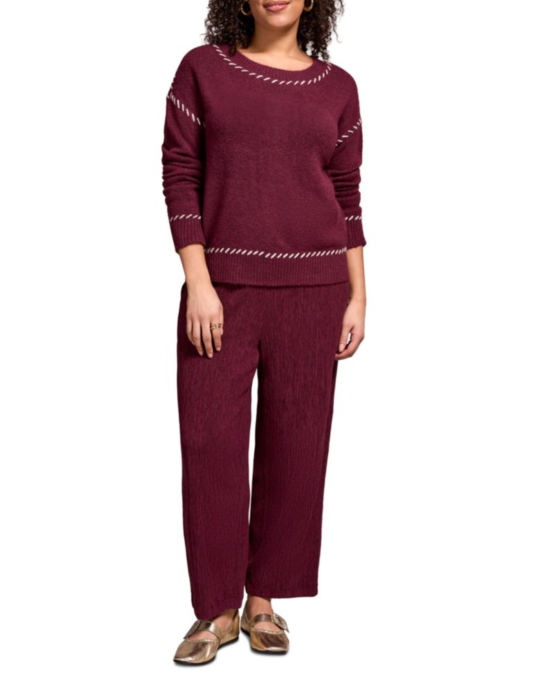 Women's Saddle Stitch Crew Neck Sweater