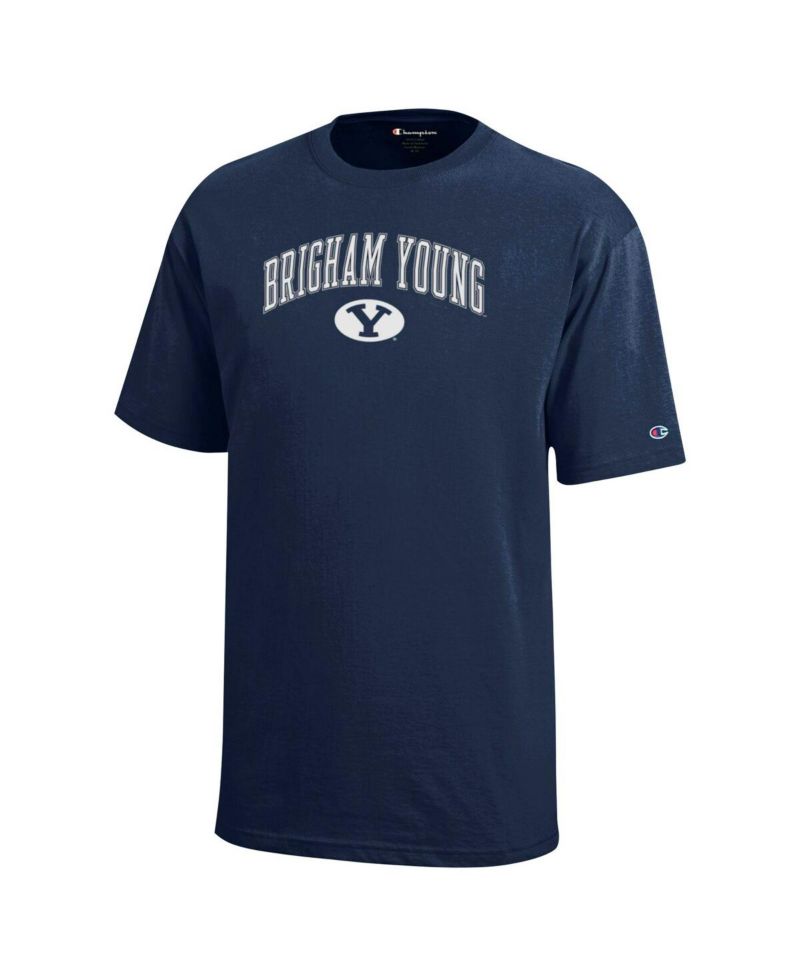 Big Boys and Girls Navy BYU Cougars Arch Over Logo T-Shirt