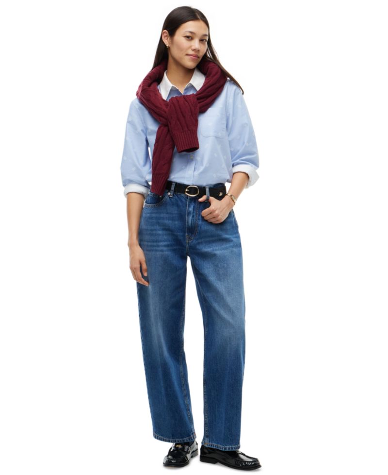 Women's Barrel High-Waisted 100% Cotton Jeans