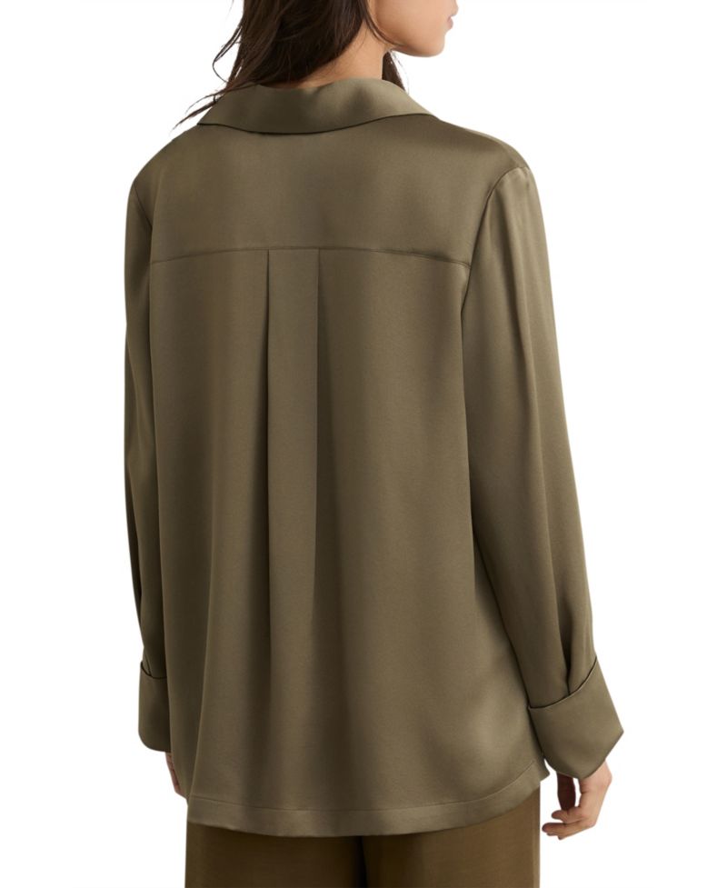 Women's Silk Open-Collar Blouse