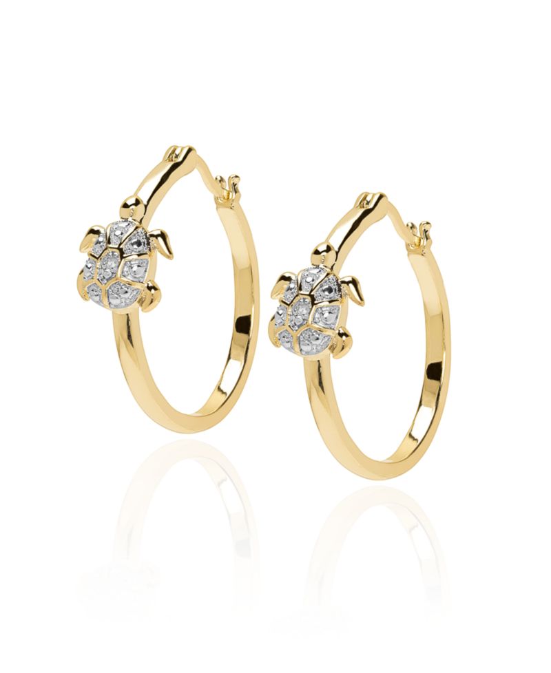 Diamond Accent (0.01 ct. t. w.) Turtle Hoop Earrings