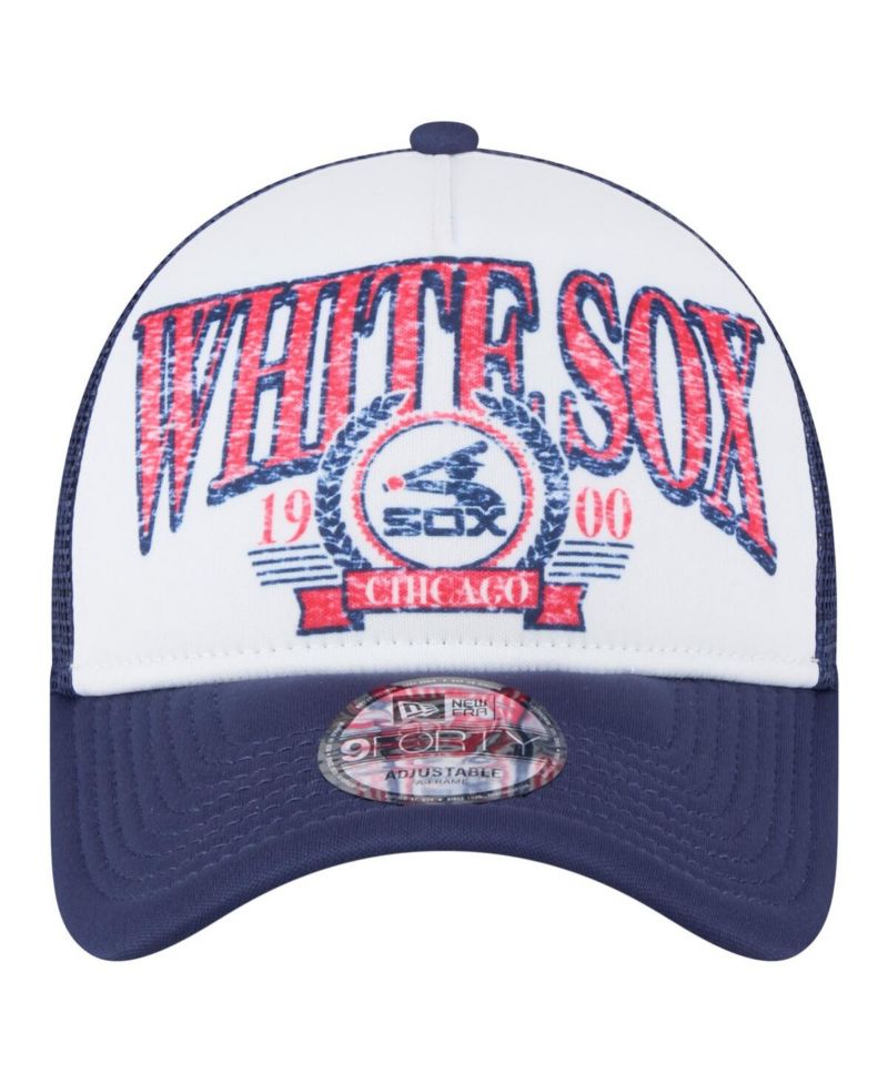 Men's White Chicago White Sox Distressed 9FORTY A-Frame Adjustable Trucker Hat