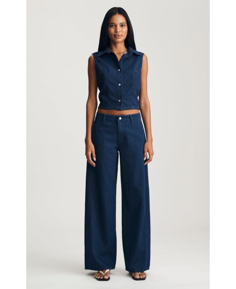 Women's Siena High Rise Wide Leg In Chino Dark Linen Denim