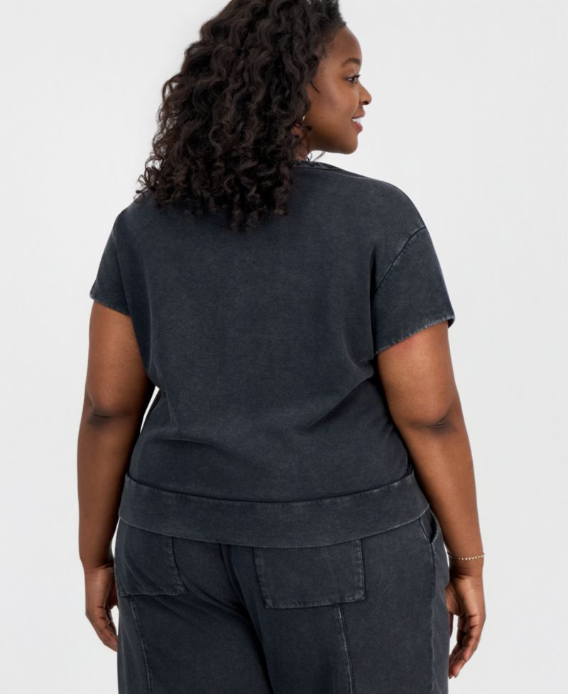 Trendy Plus Size Cropped French Terry Top