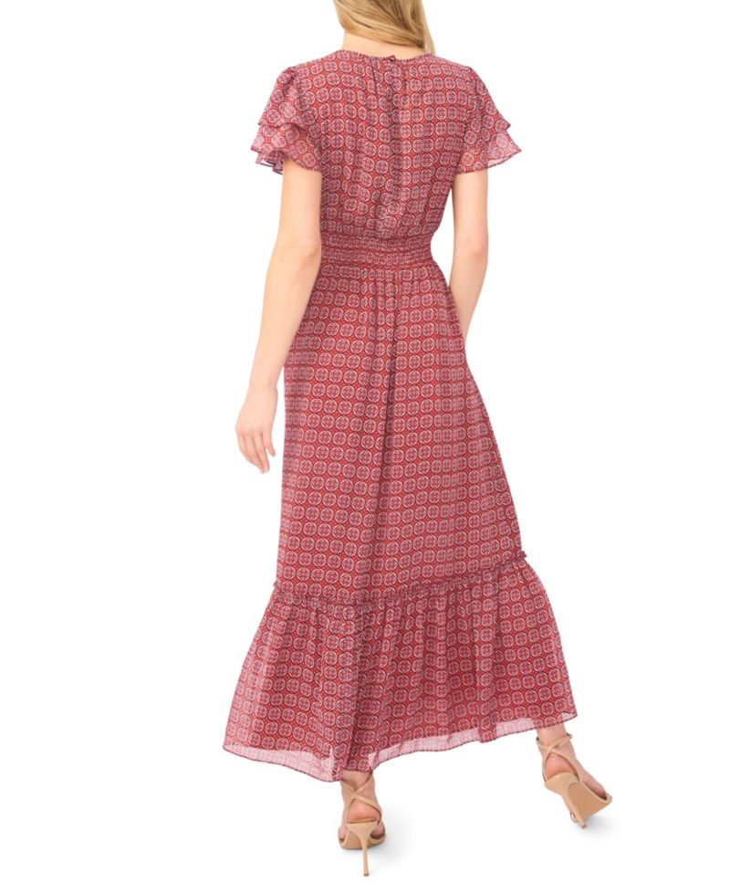 Women's Double Ruffle-Sleeve Maxi Dress