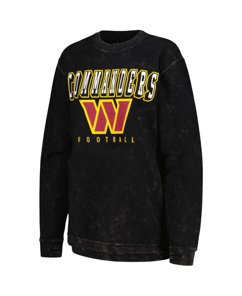 Women's Black Washington Commanders Comfy Cord Pullover Sweatshirt