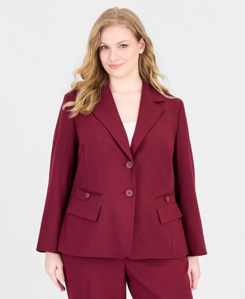 Plus Size Classic-Fit Wide-Leg Mid-Rise Pant Suit
