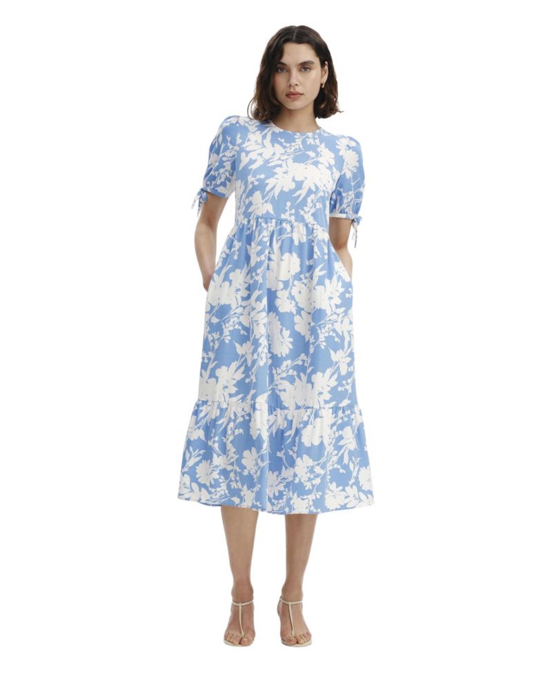 Women's Jessa Tiered Short Sleeve Floral-Print Midi Dress