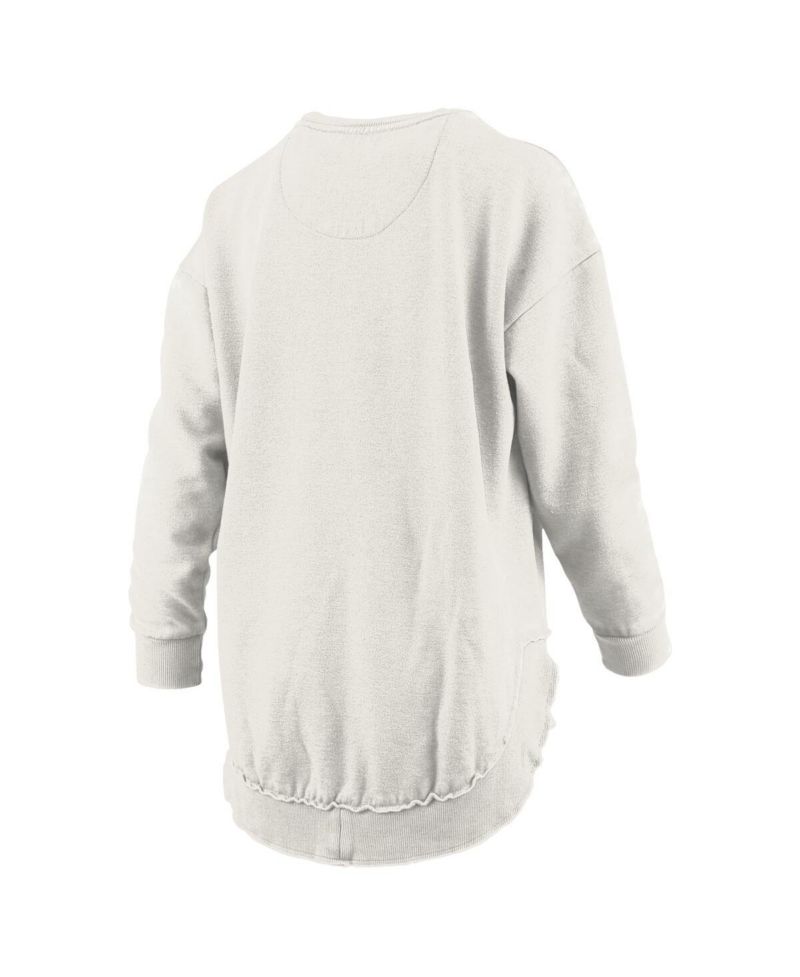 Women's Oatmeal Michigan Wolverines Melange Poncho Vintage Fleece Long Sleeve Pullover Sweatshirt