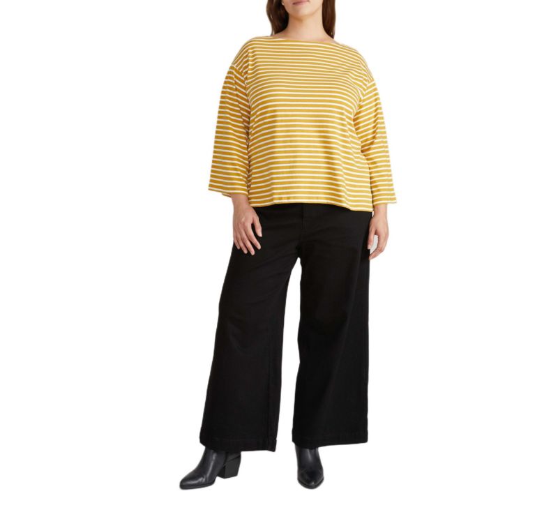 Plus Size Montauk Breton Stripe Bell Sleeve Top