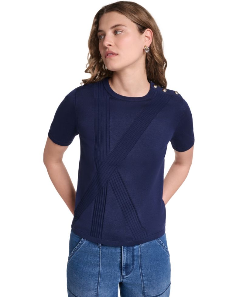 Petite Crewneck Short-Sleeve Sweater