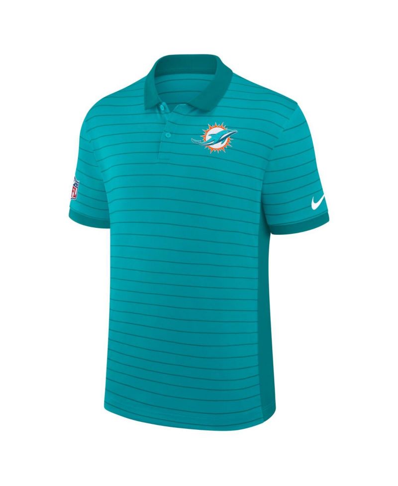 Men's Aqua Miami Dolphins Sideline Victory Stripe Performance Polo Shirt