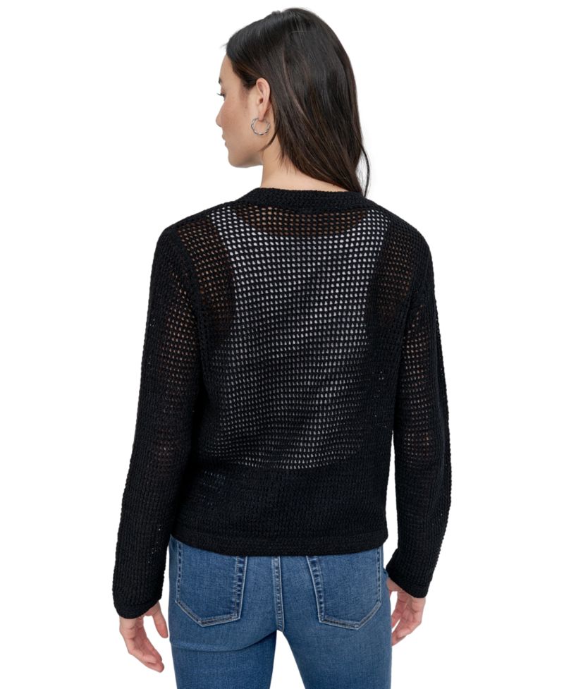 Women's Baby Chenille Open-Stitch Long-Sleeve Cardigan