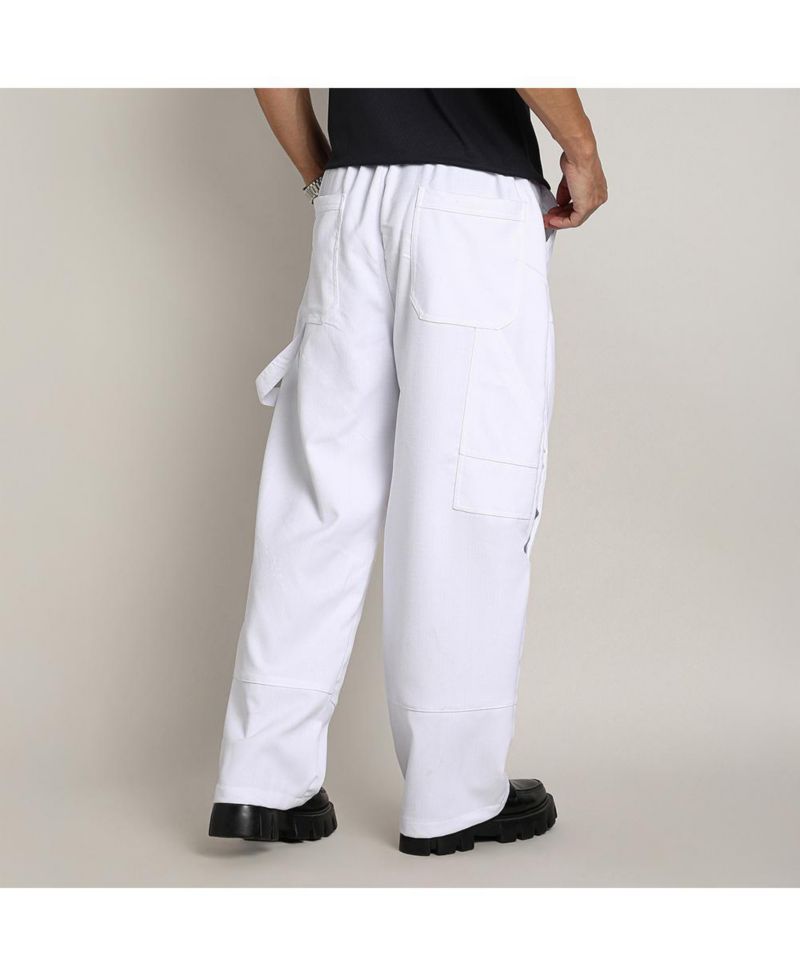 Men's Chalk White Relaxed-Panel Cargo Trousers