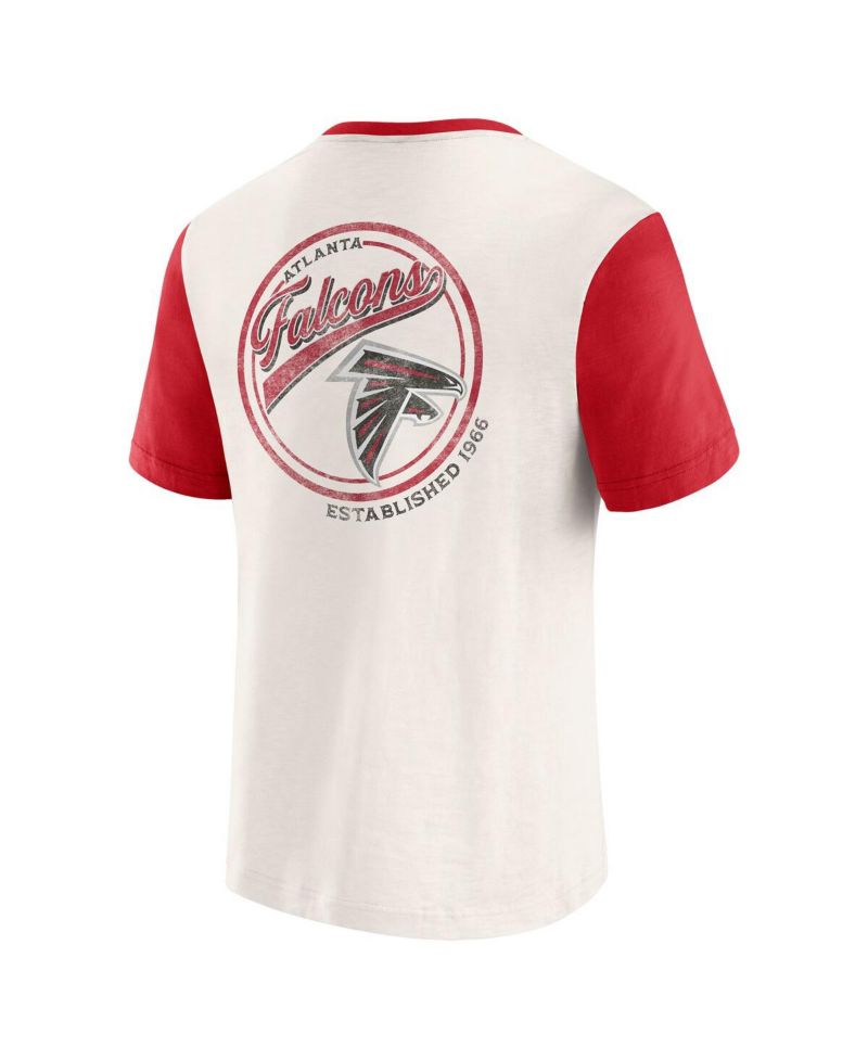 Darius Rucker Collection by Men's Cream Atlanta Falcons Henley Color Block Slub Pocket T-Shirt