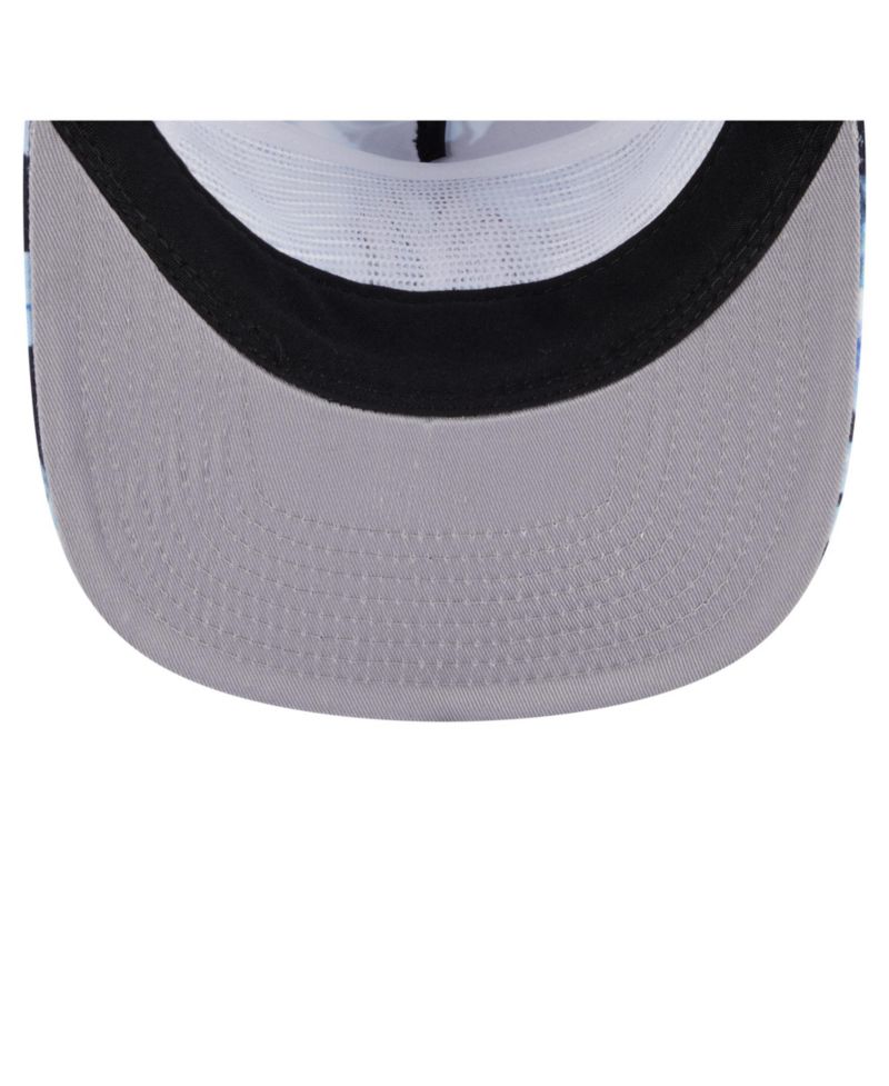 Men's Navy New York Yankees Adventure Pattern Golfer Trucker Snapback Hat
