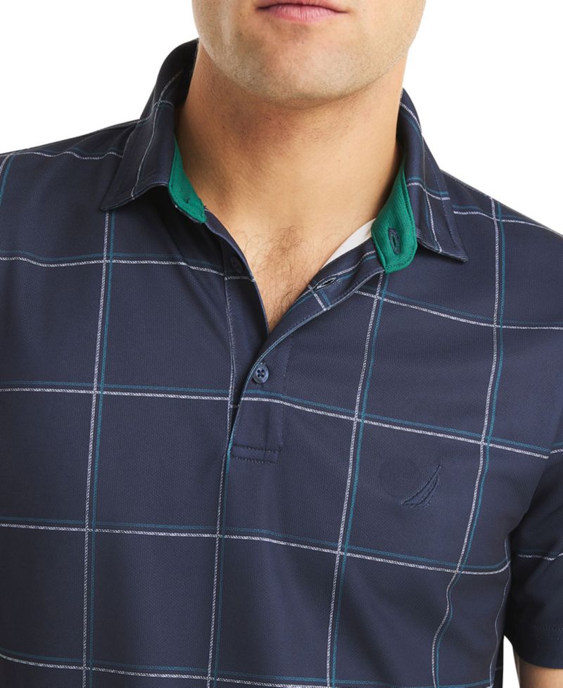 Men's Short Sleeve Windowpane Golf Polo Shirt