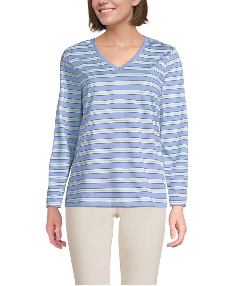 Women's Relaxed Supima Cotton Long Sleeve V-Neck T-Shirt