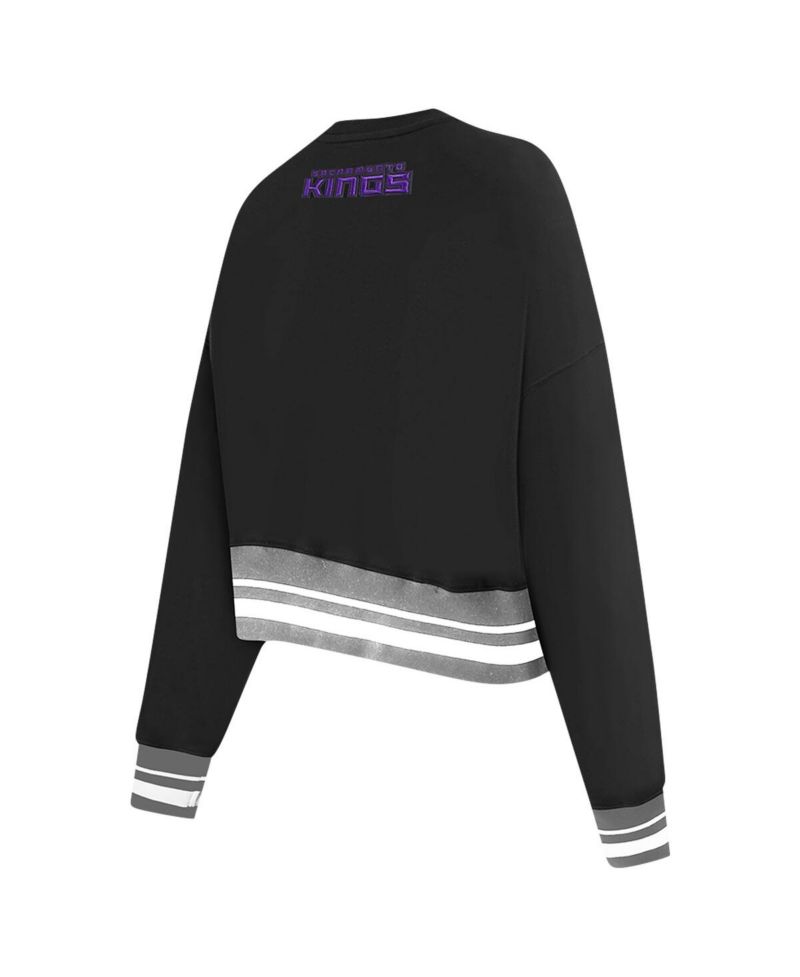 Women's Black Sacramento Kings Area Code Cropped Pullover Sweatshirt