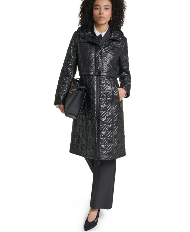 Women's Hooded Anorak Star-Quilted Coat