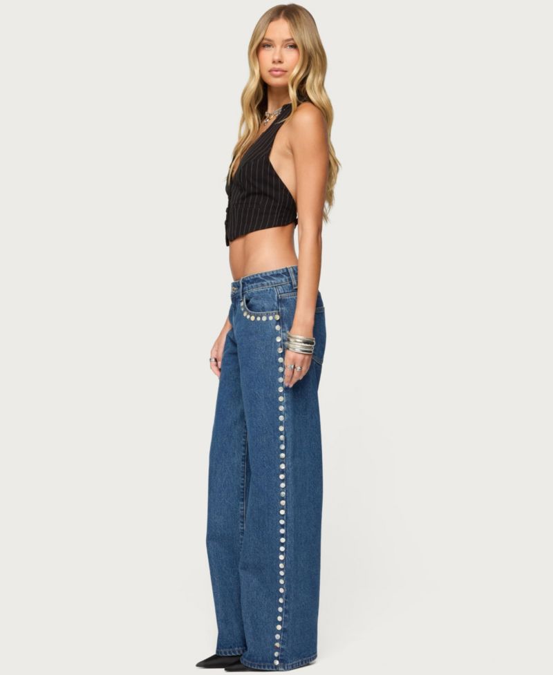 Womens Devon Lacey Pinstripe Halter Top